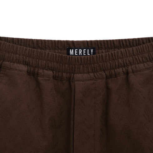 Merely Made Plant Jacquard Wide Shorts Chocolate 190SP Degli Uberti